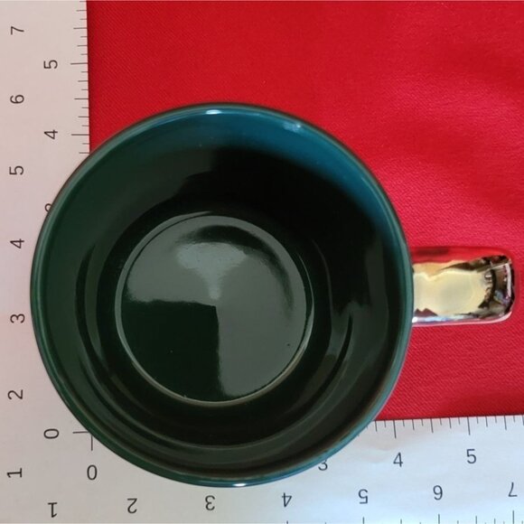 Vintage Christmas Mugs Celebrate the Season Gold Decal Green Set of Four - Picture 9 of 12